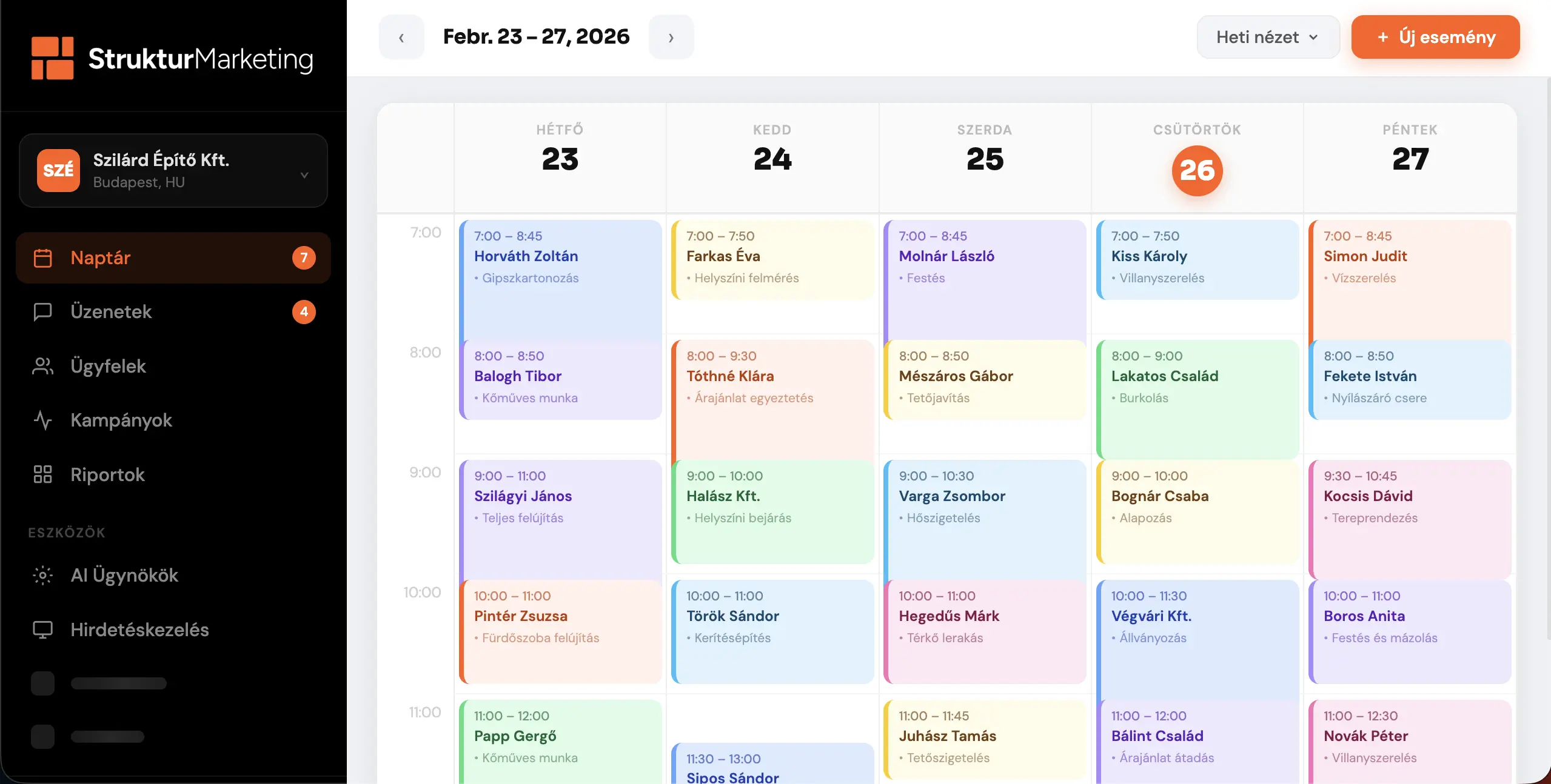 StrukturMarketing szoftver vezérlőpult